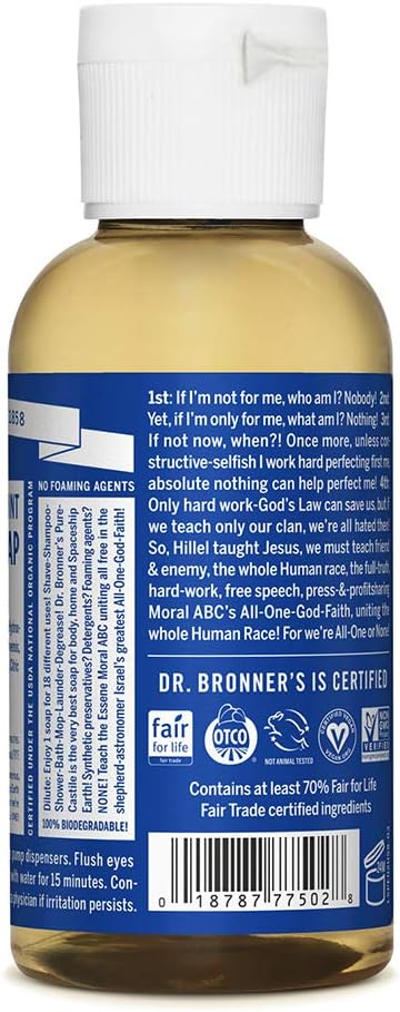 Dr. Bronner's Organic Peppermint Pure-Castile Liquid Soap, 59 ml, 59 ml (Pack of 1) - Image 3
