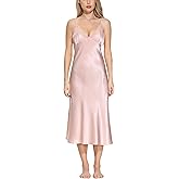OSCAR ROSSA Women's Long Mulberry Silk Nightgown 100% Silk Full Slip Chemise with Charming Lace