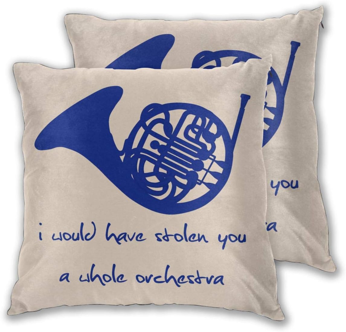Throw Pillow Case Cushion Cover How I Met Your Mother Blue French Horn Set of 2 Square Pillowcases Sham Home for Sofa Chair Couch/Bedroom Decorative