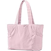 EASYSO Tote Bag for Women,Puffer Travel Tote Bags with Zipper, Quilted Handbag with Compartments for Travel Work Sport, Pink