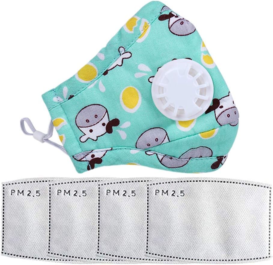 Ligart Child Dust Mask Cotton Face Mask with Replaceable PM2.5 Activated Carbon Mask Filters Anti Pollution Mouth Masks for Kids Size Reusable Reusable Comfy Cotton