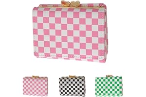 AACKS Checkered Coin Purse for Women - Wallet for Teens & Kids with Heart