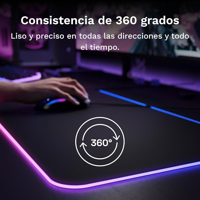 Tecido para jogos com bordas cosidas GMP 2 GLED Large Extended - Preto