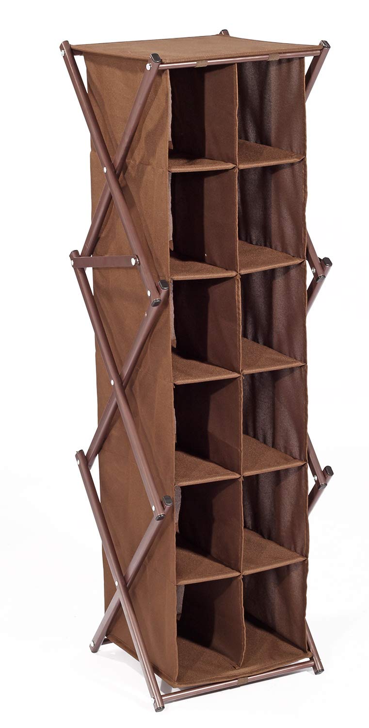 buy shoe rack online on Justroomy 6 Tier Shoe Rack 12 Cube Shoe Tower Closet Stackable Organizer Free Standing Foldable Shoes Storage Cabinet Portable Cubby 12 Compartment With Sturdy Metal Frame Light Coffee Buy Online In Grenada At Grenada Desertcart Com Productid
