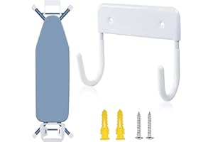 Pensino Ironing Board Hanger Wall Mount Ironing Board Holder Organizer for Laundry Rooms Door(Pure White)