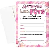 Carte invitation fete enfant francais - Invitation fete enfant francais avec enveloppes ( lot de 15 cartes et 15 enveloppes) 