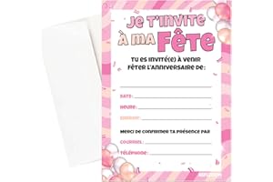 Carte invitation fete enfant francais - Invitation fete enfant francais avec enveloppes ( lot de 15 cartes et 15 enveloppes) 