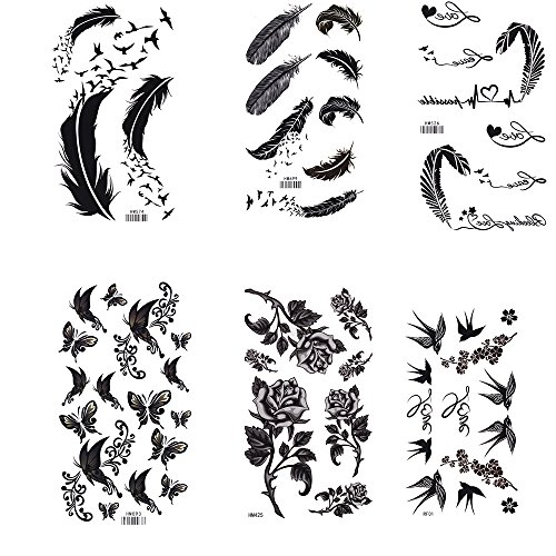 King horse black feather rose birds butterfly temporary…