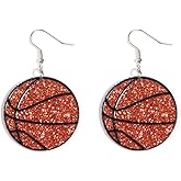 Football Basketball Baseball Soccer Dangle Earrings American Football Ball Game Earrings Glitter Acrylic Shiny Earrings for Women