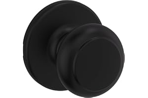 Kwikset Cove Interior Passage Door Knob, Handle For Closet and Hallway Doors, Non-Locking Doorknob, Matte Black