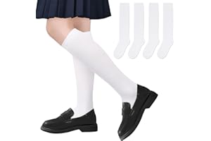Lainlight 4 Pairs Knee High Socks for Girls Knit School Uniform Socks Seamless Toe Over The Knee Socks for Girls Boys Kids