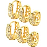 SEJPH 3-Pair Huggie Hoop Earrings 18K Gold Plated, Hypoallergenic Thick Small Layered Set, Stacking Earrings Jewelry Gift for Women