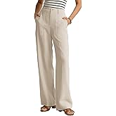 GRACE KARIN Linen Palazzo Pants for Women,High Waist Wide Leg Summer Beach Pants with Pockets