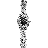 Avaner Women's Silver Wrist Watches: Rhinestones Analog Quartz Oval Bracelet Watches Bling Wristwatch