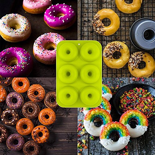 Silicone Donut Molds 2 Pack 6 Cavity Non-Stick Safe Baking Tray Maker Pan Heat Resistance BPA Free Donut Mold Muffin Cups Cake Baking Ring Biscuit Mold for Cake Biscuit Bagels by Meiso