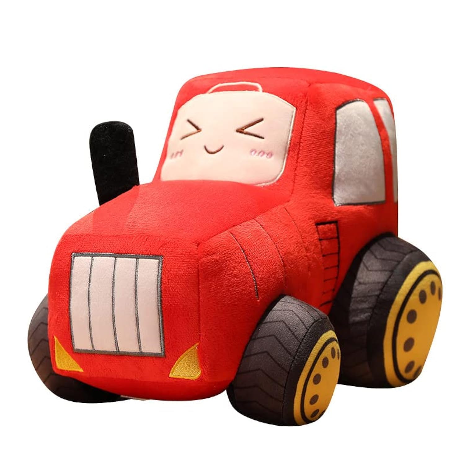 JOSON Cartoon car Plush Toy Simulation Farm Tractor Stuffed Plush Pillow for Boys Girls Day (red)