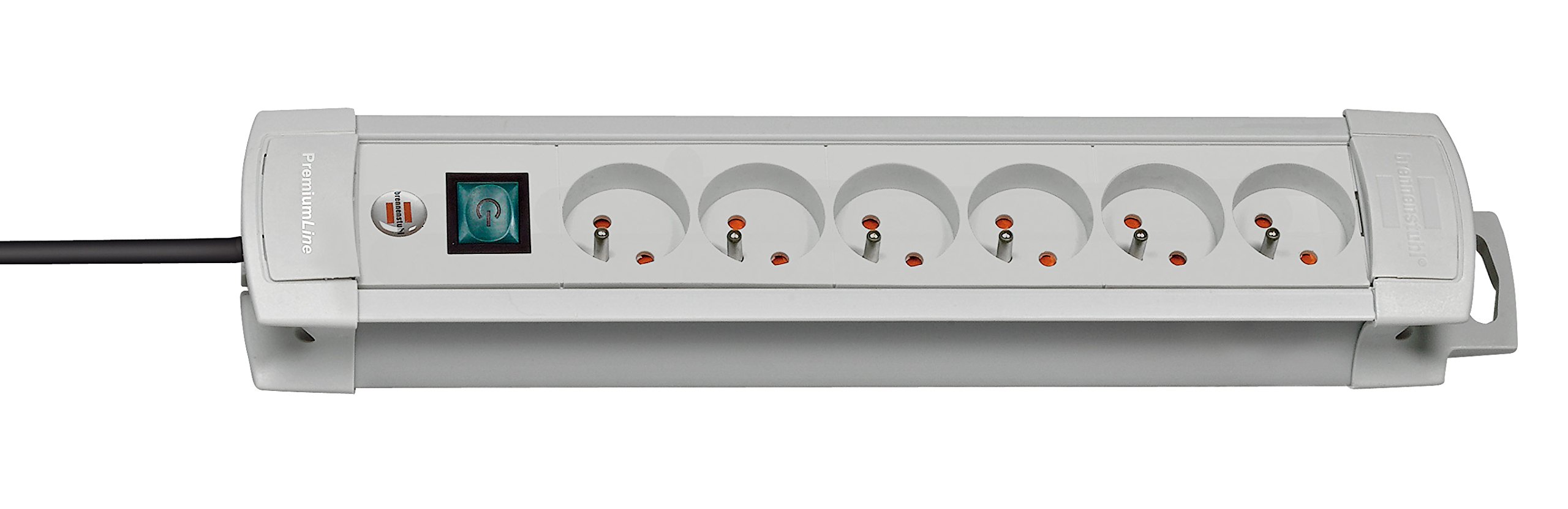 Brennenstuhl Premium Plus 6 Socket Extension Lead with Switch, 3 m, Grey, 1390551066