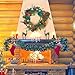 MAOYUE Christmas Wreath with LED Lights 21 Inches Red Berry Wreath Garland Pre-Lit Holiday Decorations Wreath for Christmas Indoor Outdoor Decorations