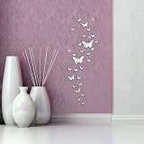 SwirlColor Butterfly Mirror Wall Stickers 36pcs Acrylic 3D Silver view 4