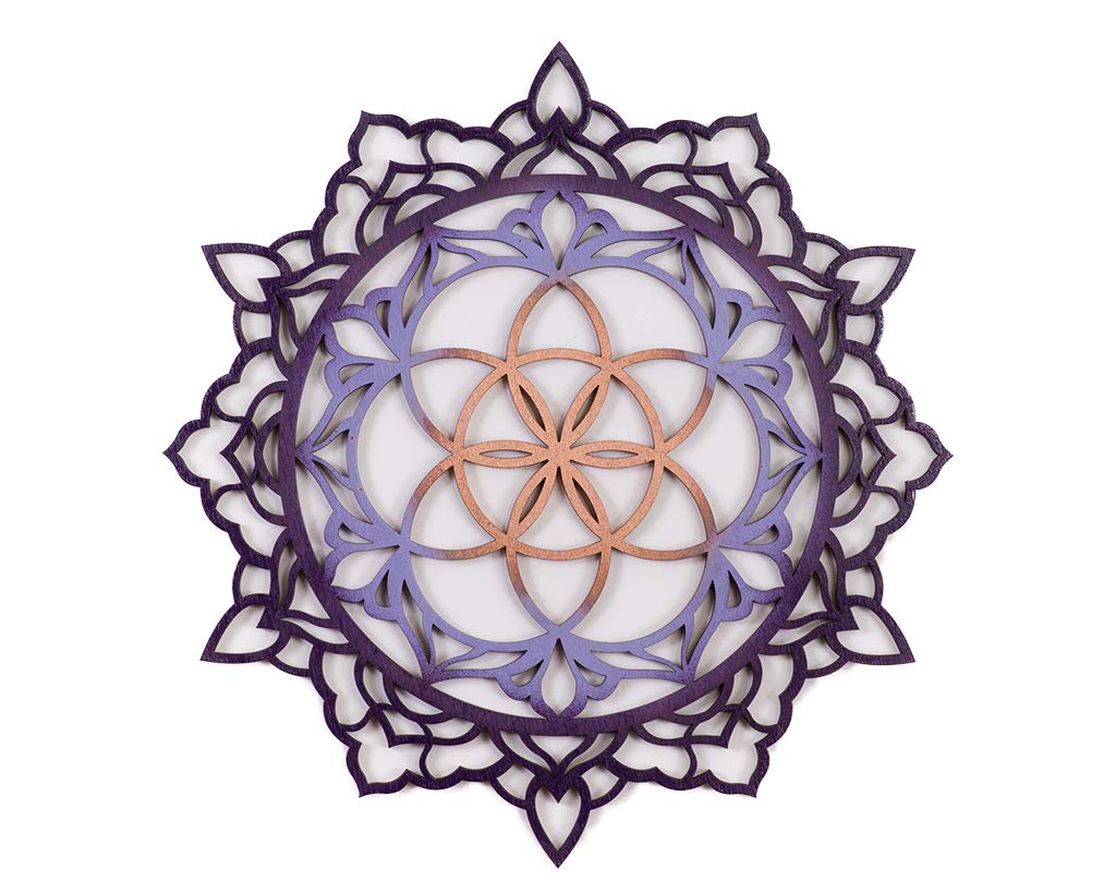 Mandala Wood Home Decor, Circle of Life Ethnic Housewarming Wall Hanging, Morrocan Indian Wall Art, Sacred Geometry Yoga Studio, Purple Copper Unique Handmade Spiritual Gift