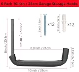 Heavdace Garage Hooks 25 cm Heavy Duty Wall Mount Storage Hangers 6 Pack view 2