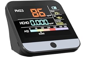 VACLAB 8-in-1 Professional Indoor Air Quality Monitor Indoor Portable PM2.5、PM1、PM10 Monitor、Temperature、Formaldehyde Detector AQI+Humidity TVOC、Air Quality Tester - Confined Space Clean Air Monitor