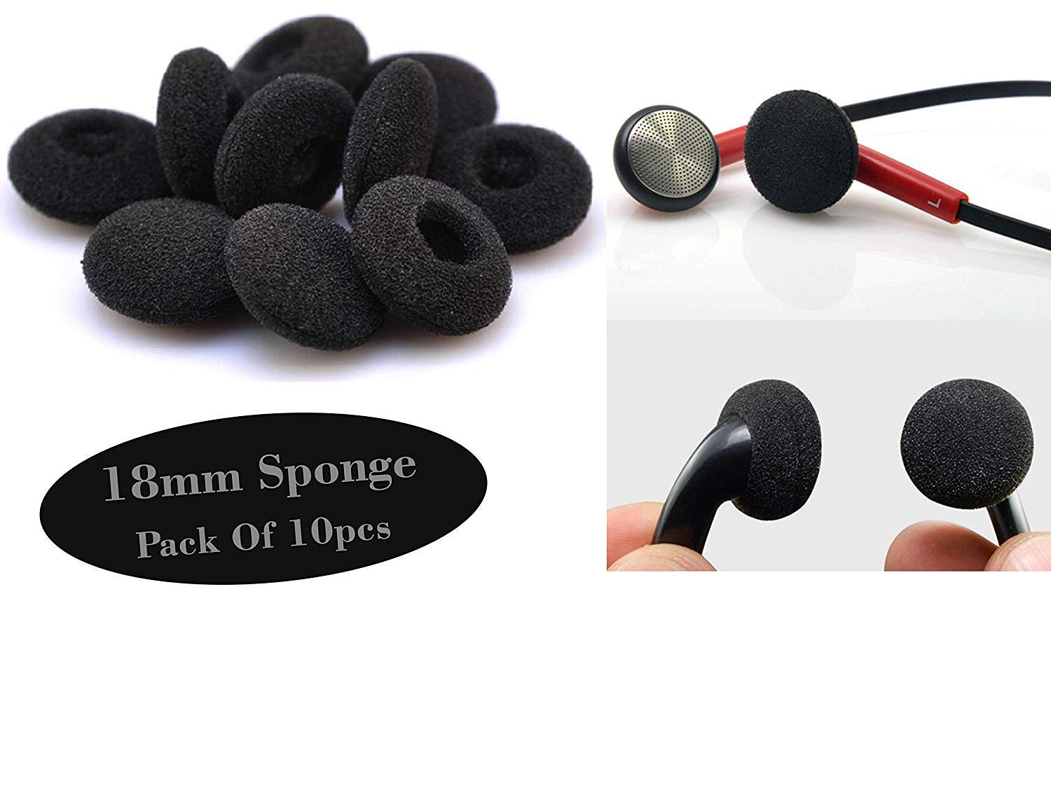 Buy Crysendo Foam Sponge Earbud Eartips Cushion Pads for Earphone (18mm) (10Pcs) Online at Low