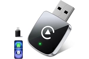 HANTAN Mini Wireless CarPlay Adapter for iPhone,2 in 1 for Apple Carplay and Android Auto Adapter,Convert Wired to Wireless, Plug & Play, USB to USB-C/Type-C, Stable Control & No Delay, Black