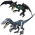 Adove 2 Pack Dinosaur Building Blocks Toys, 11 Inch Jurassic Animal Take Apart Dino Kids, Dinosaur Sticker Included (Baryonyx & Pterodactyl)