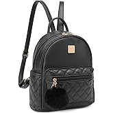 Barsine Girls Fashion Mini Backpack Purse Small Cute Plaid Leather Women Backpacks Little Bag (Black)