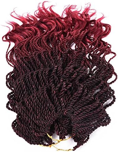 14inch 3packs Wavy Senegalese Twist Crochet Hair Braids Wavy Ends Synthetic Crochet Twist Braiding Hair Extensions(Tbug)