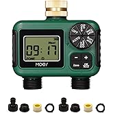 MOES 2 Outlet Sprinkler Timer, Brass Inlet, Programmable Automatic Irrigation Controller, Rain Delay, Manual Watering, 2 Zone Water Hose Timer for Gardens, Lawns, and Hose Systems