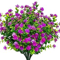 TEMCHY Artificial Flowers, Fake Outdoor UV Resistant Boxwood Shrubs Faux Plastic Greenery Plants for Outside Hanging Planter Patio Yard Wedding Indoor Home Kitchen Farmhouse Decor(Fushia)