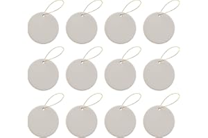 CREATIVE HOBBIES Ready to Paint DIY Ceramic Bisque Round Circle Ornaments with Hanger for Christmas Tree and Holiday Decoration | 12 Pack