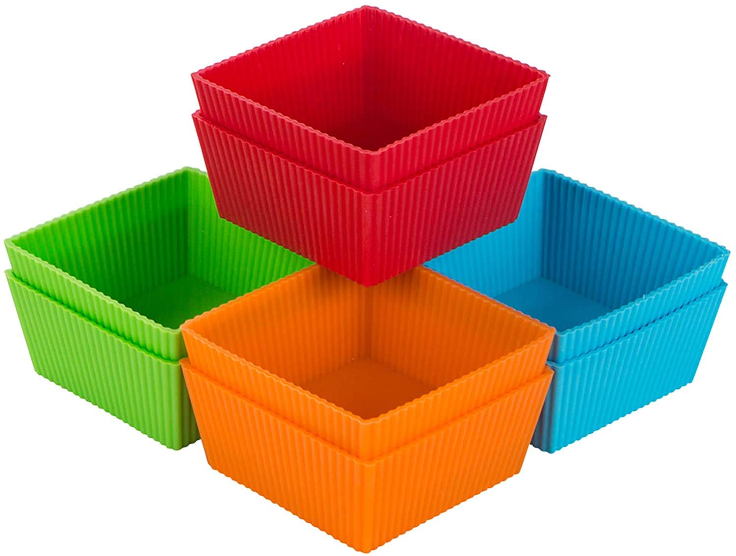 Webake Large Muffin Cupcake Cases Square 9cm Silicone Cake Tin 8 Pcs Giant Cupcake Moulds Reusable Baking Cups for Air Fryer, Cakes, Ice Creams, Puddings, Jelly