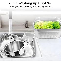BOSREROY 34.8CM Stainless Steel Square Colander and