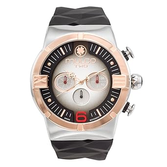 Two Dome Swiss Quartz Chronograph Movement Watch | Sundial Display with Rose Gold Accents Silicone Band...