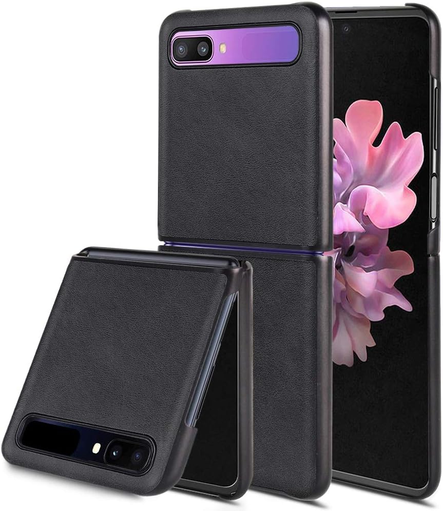 EUDTH Galaxy Z Flip Case, Luxury Leather Flip Phone Case Slim Fit Shockproof Protective Shell Cover for Samsung Galaxy Z Flip 6.7" - Black