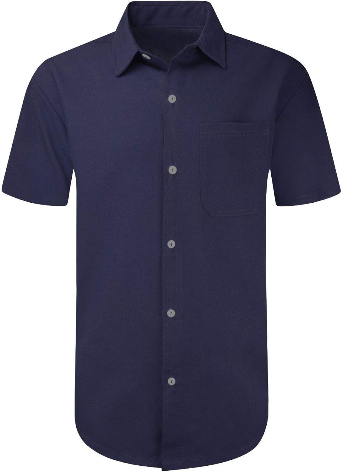New Men Solid Button Up S8XL Shirt Big & Tall 7 Colors Polyester