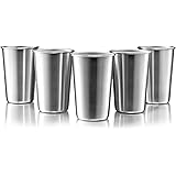 Modern Innovations 16 Ounce Pint Cups Set of 5 Drinking Glasses Shatterproof Tumblers Made of Food Grade Quality, BPA Free Stainless Steel - Perfect for Camping, Picnics, Indoor & Outdoor Use