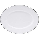 Golden Rabbit Enamelware Oval Platter, 12 x 16in, Solid White Textured