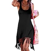 pinziko Women's Summer Swimsuit Beach Dress Bathing Suit Cover Up Vacation Fringe Dresses