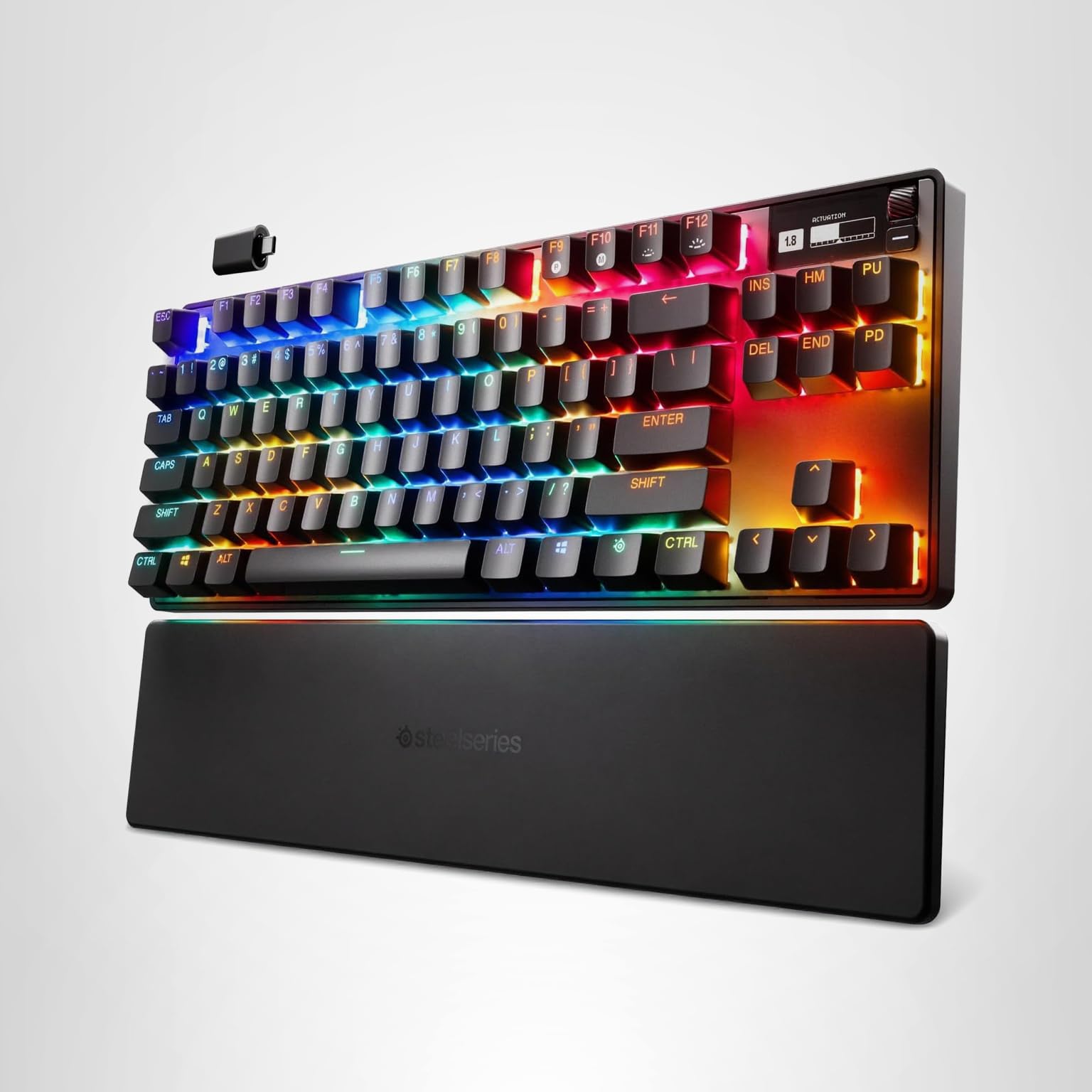 SteelSeries Apex Pro TKL Wireless HyperMagnetic Gaming Keyboard — Esports Tenkeyless — OLED Screen — Adjustable Actuation — PBT Keycaps — Bluetooth — 2.4GHz — USB-C