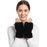 Geyoga Women Fingerless Fur Gloves Warm Rabbit Fur Mittens Winter Knit Fingerless Hand Warmer Warm Knitted Gloves
