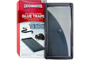 Catchmaster Glue Mouse Traps Indoor for Home 12PK, Bulk Glue Traps for Mice and Rats, Pre-Baited Adhesive Plastic Trays for Inside House, Snake, Lizard, Insect, & Spider Traps, Pet Safe Pest Control
