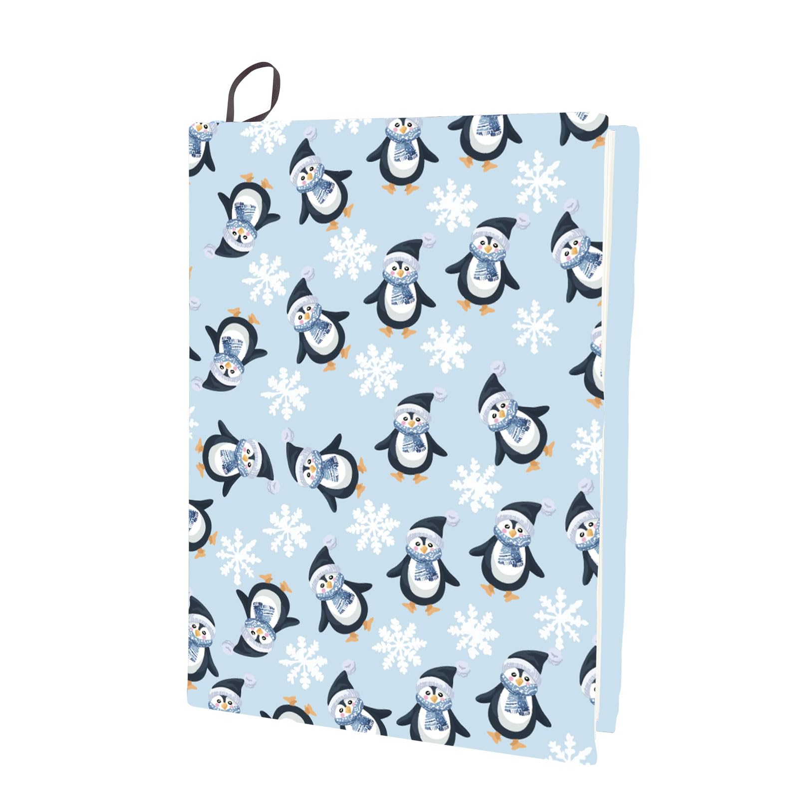 CRASPIRE Penguin Stretchable Book Cover Animal Blue Cover Washable Reusable Large Nylon Book Sleeve Book Protector Elastic Notebook Wraps for Hardcover Books Textbook Gift