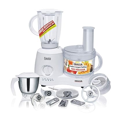 Inalsa Fiesta 650-Watt Food Processor (White/Grey)