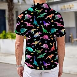 Colourful Dinosaur Mens Funny Hawaiian Shirts 3D