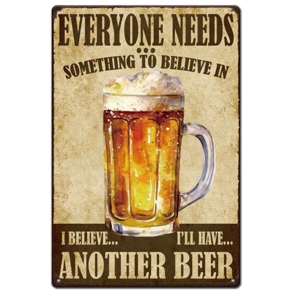 SUPERDANT I'll Have Another Beer Tin Sign - Funny Bee Quotes Metal Plaque - Vintage Art for Pub, Playroom, Billiard Room, Bar, Man Cave Wall Decor