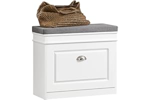 SoBuy Narrow Shoe Cabinet Bench with Flip Drawer Storage - Modern Entryway Shoe Organizer, Space Saving Wooden Shoe Rack Cabi